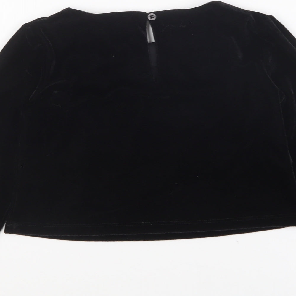 Dunnes Stores Girls Black Polyester Basic T-Shirt Size 5-6 Years Round Neck Pullover