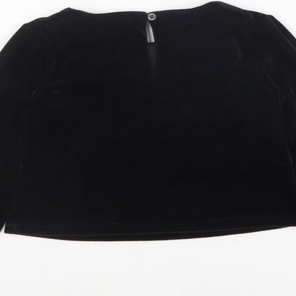 Dunnes Stores Girls Black Polyester Basic T-Shirt Size 5-6 Years Round Neck Pullover