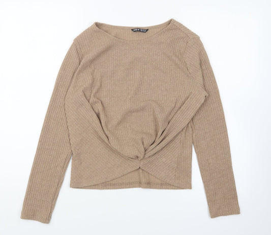 SheIn Womens Brown Round Neck Polyester Pullover Jumper Size XS