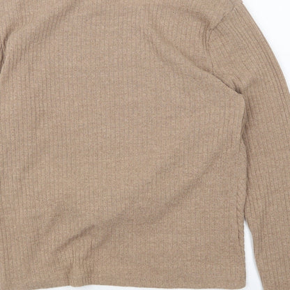 SheIn Womens Brown Round Neck Polyester Pullover Jumper Size XS