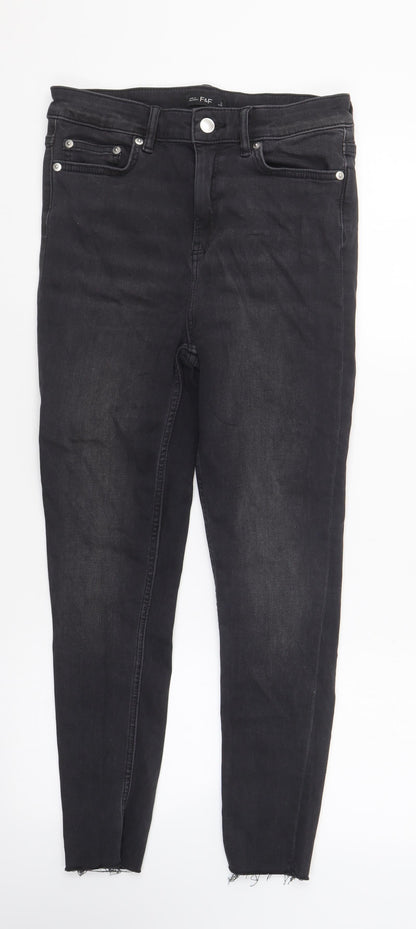 F&F Womens Black Cotton Skinny Jeans Size 10 L23 in Regular Button