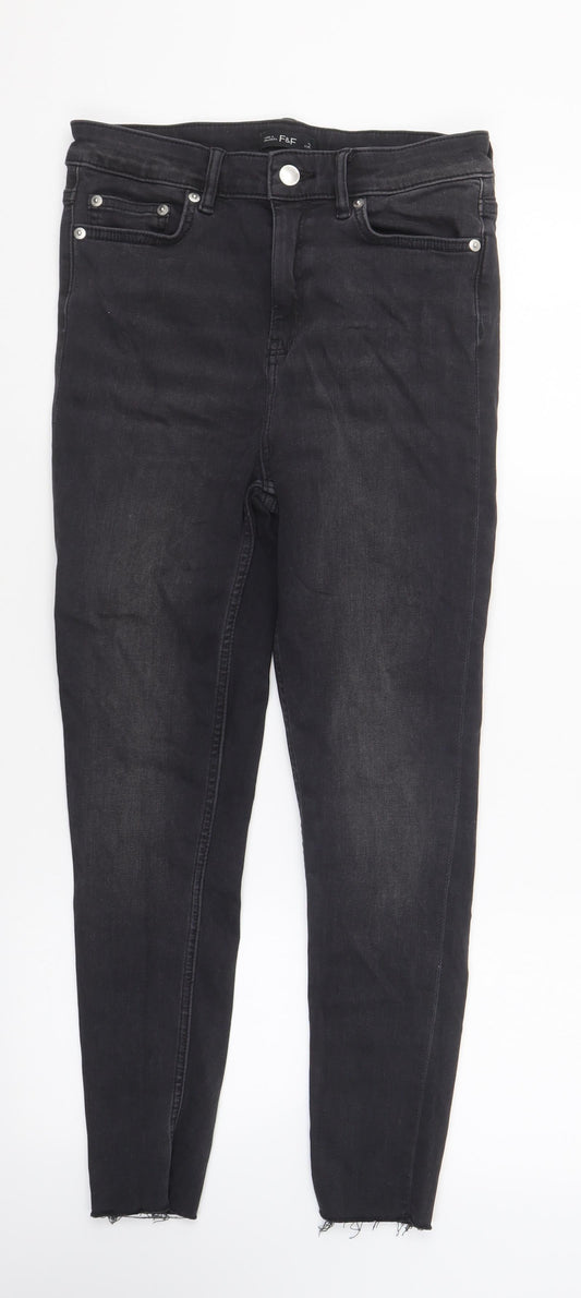 F&F Womens Black Cotton Skinny Jeans Size 10 L23 in Regular Button