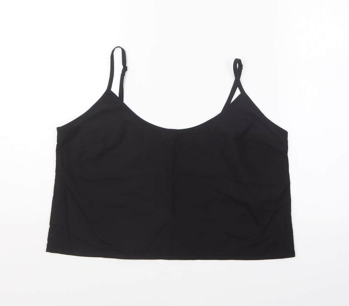 Jack Wills Womens Black Cotton Camisole T-Shirt Size 12 V-Neck