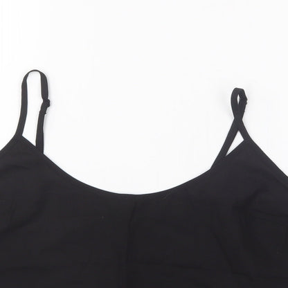 Jack Wills Womens Black Cotton Camisole T-Shirt Size 12 V-Neck
