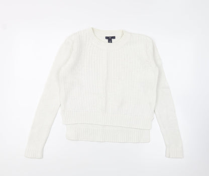 Gap Womens White Round Neck Cotton Pullover Jumper Size XS