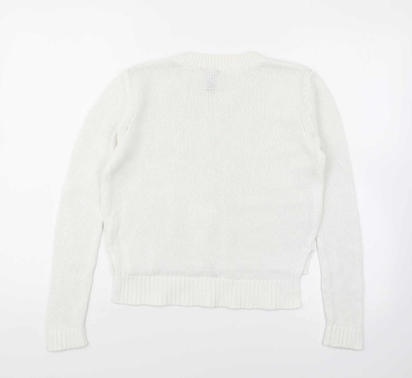 Gap Womens White Round Neck Cotton Pullover Jumper Size XS