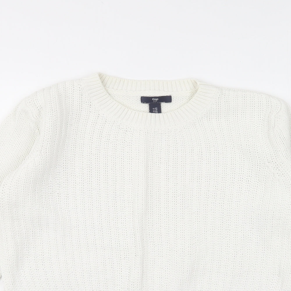 Gap Womens White Round Neck Cotton Pullover Jumper Size XS