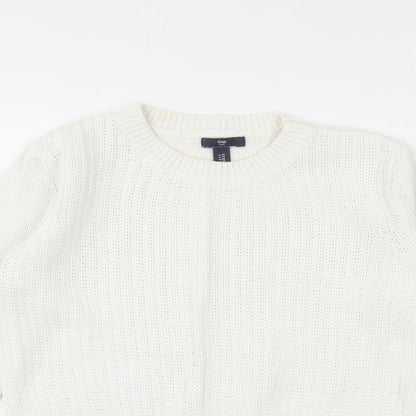 Gap Womens White Round Neck Cotton Pullover Jumper Size XS