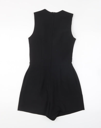 Miss Selfridge Womens Black Polyester Playsuit One-Piece Size 6 Zip