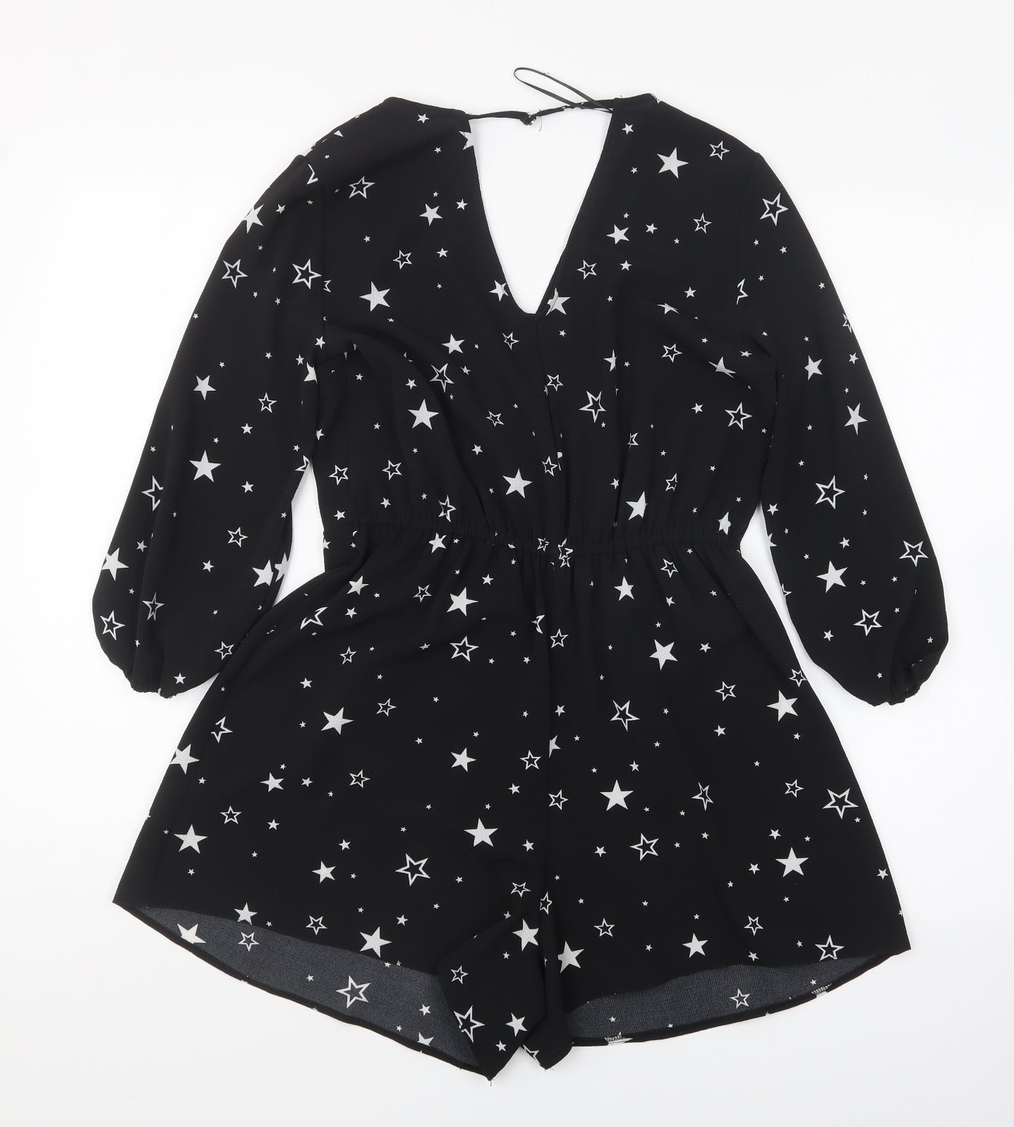 Miss Selfridge Womens Black Geometric Polyester Playsuit One-Piece Size 6 Pullover - Star Print