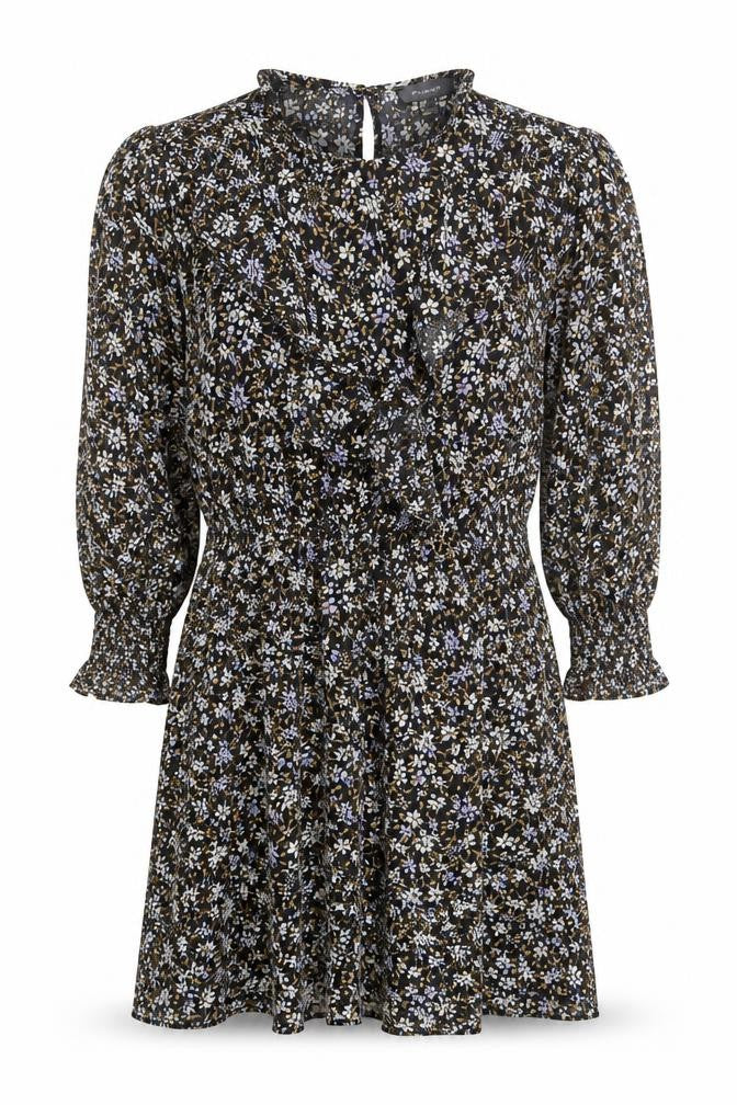 Primark Womens Multicoloured Floral Polyester Skater Dress Size 8 Round Neck Button