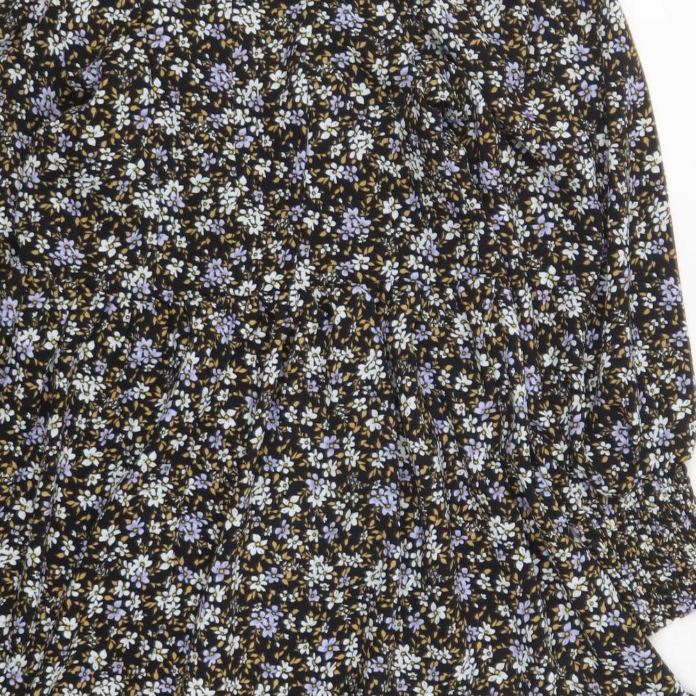 Primark Womens Multicoloured Floral Polyester Skater Dress Size 8 Round Neck Button
