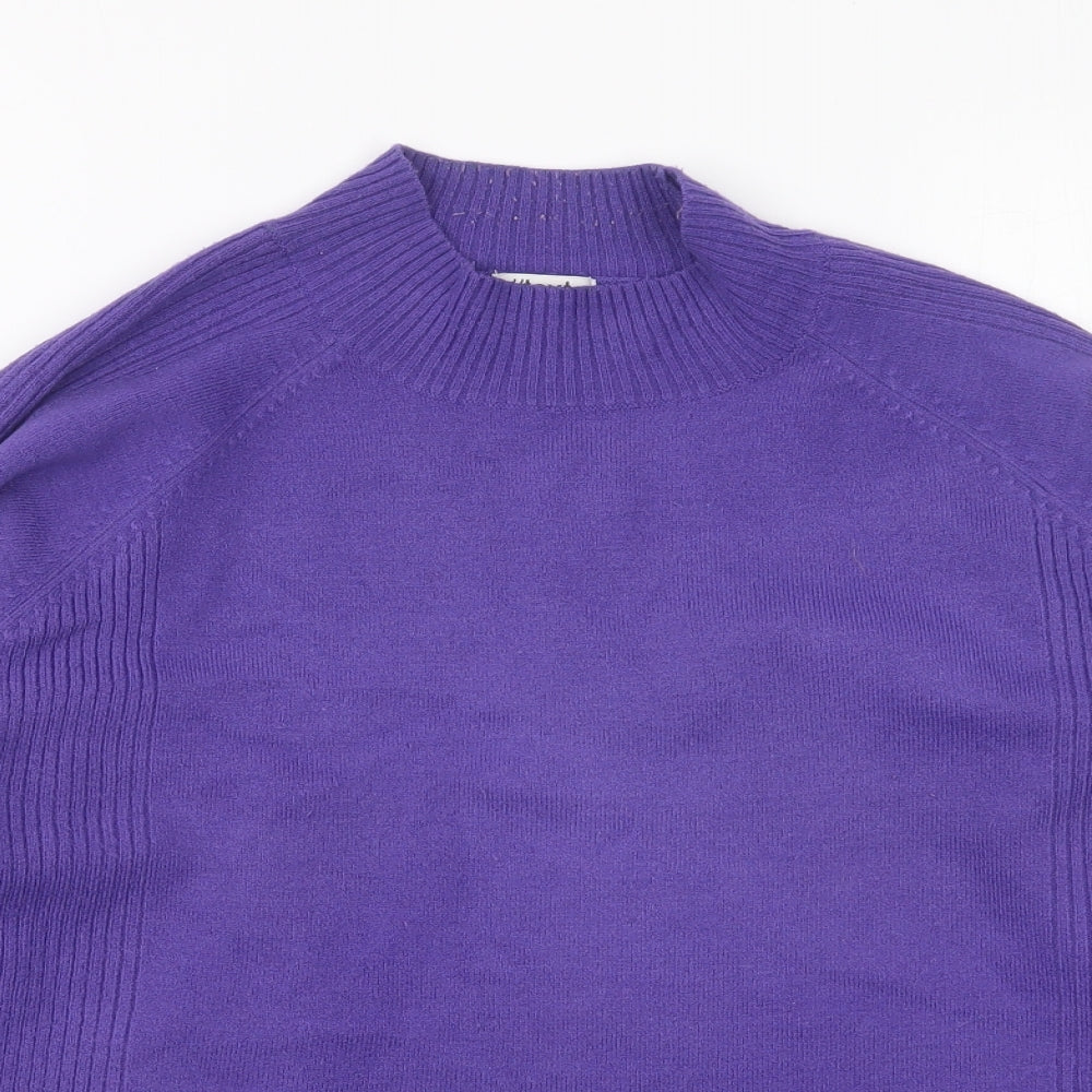 Womens UK Size L Text Purple Pullover Jumper