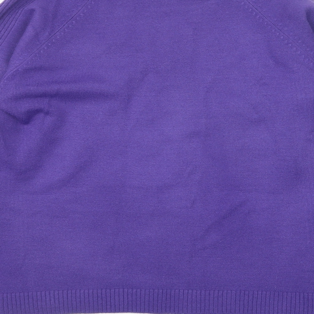 Womens UK Size L Text Purple Pullover Jumper