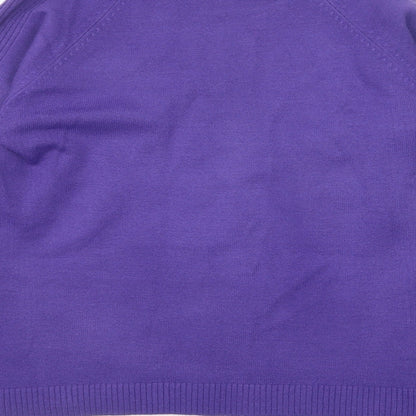 Womens UK Size L Text Purple Pullover Jumper