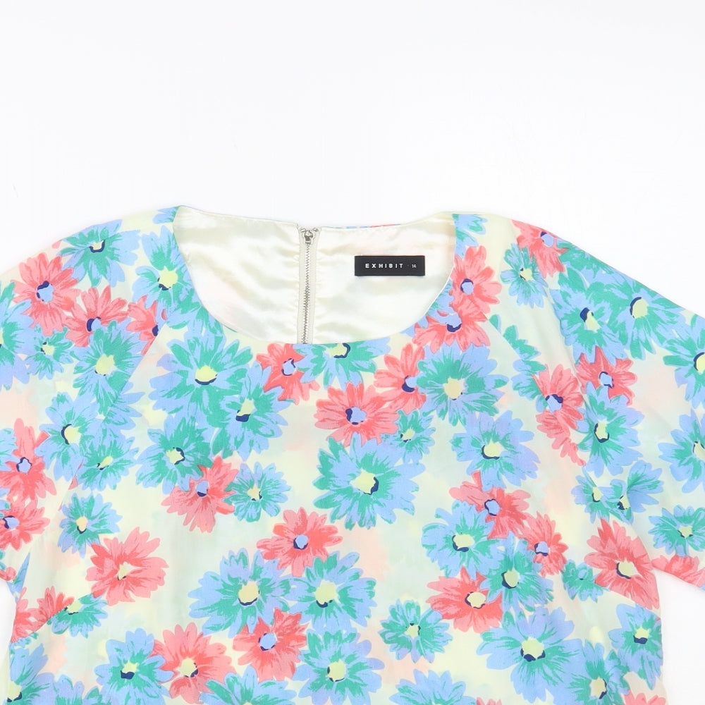 Womens UK Size 14 Exhibit Multicoloured Basic Blouse