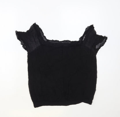 Womens UK Size 14 South Black Basic Blouse