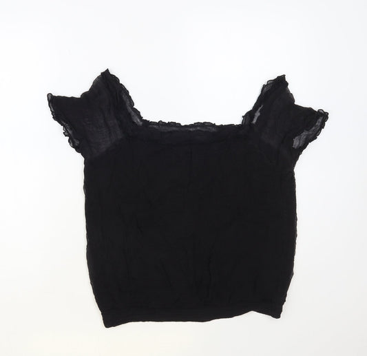 Womens UK Size 14 South Black Basic Blouse