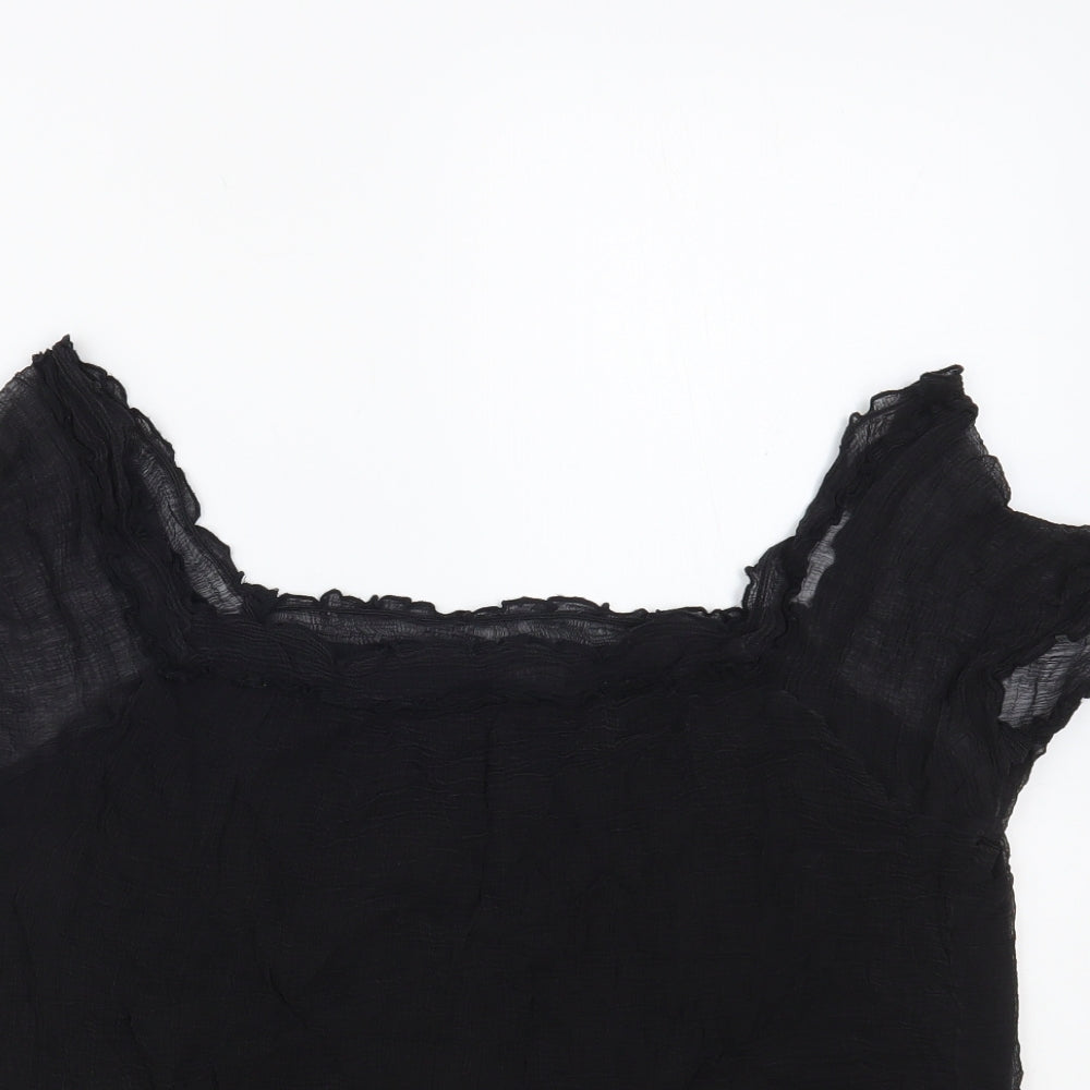 Womens UK Size 14 South Black Basic Blouse
