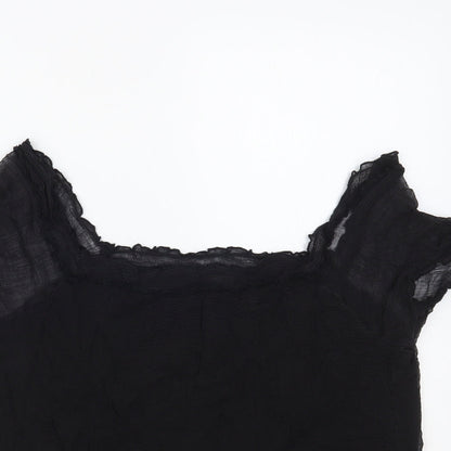 Womens UK Size 14 South Black Basic Blouse