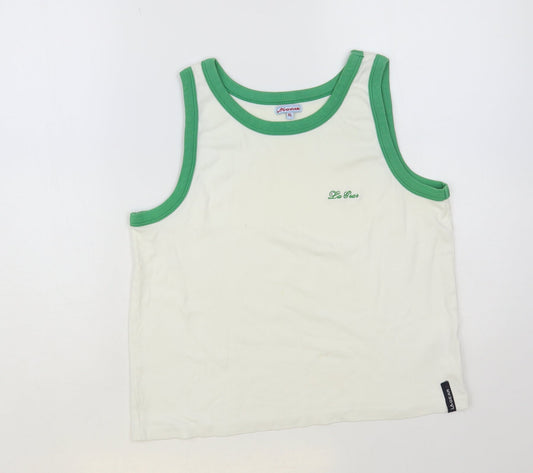 LA Gear Womens White Cotton Basic Tank Size XL Round Neck