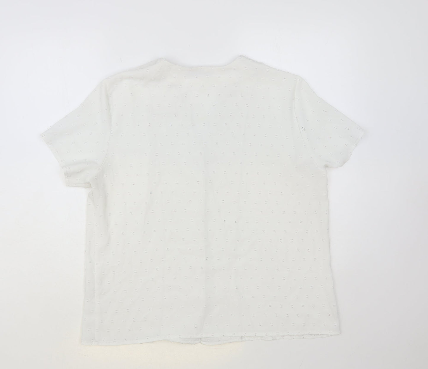 SheIn Womens White Polyester Basic Button-Up Size XL V-Neck