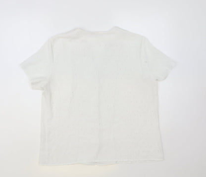 SheIn Womens White Polyester Basic Button-Up Size XL V-Neck