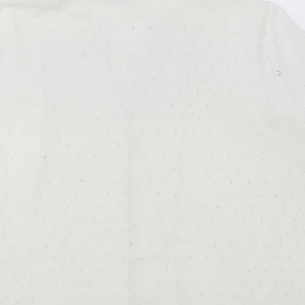 SheIn Womens White Polyester Basic Button-Up Size XL V-Neck