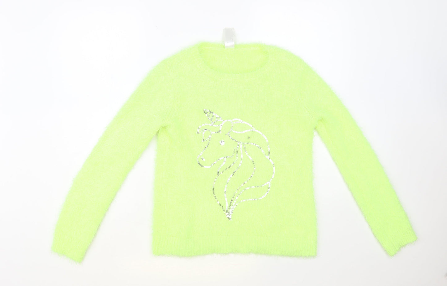 C&A Womens Green Crew Neck Polyester Pullover Jumper Size 10 - Unicorn