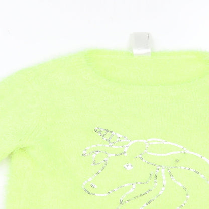 C&A Womens Green Crew Neck Polyester Pullover Jumper Size 10 - Unicorn