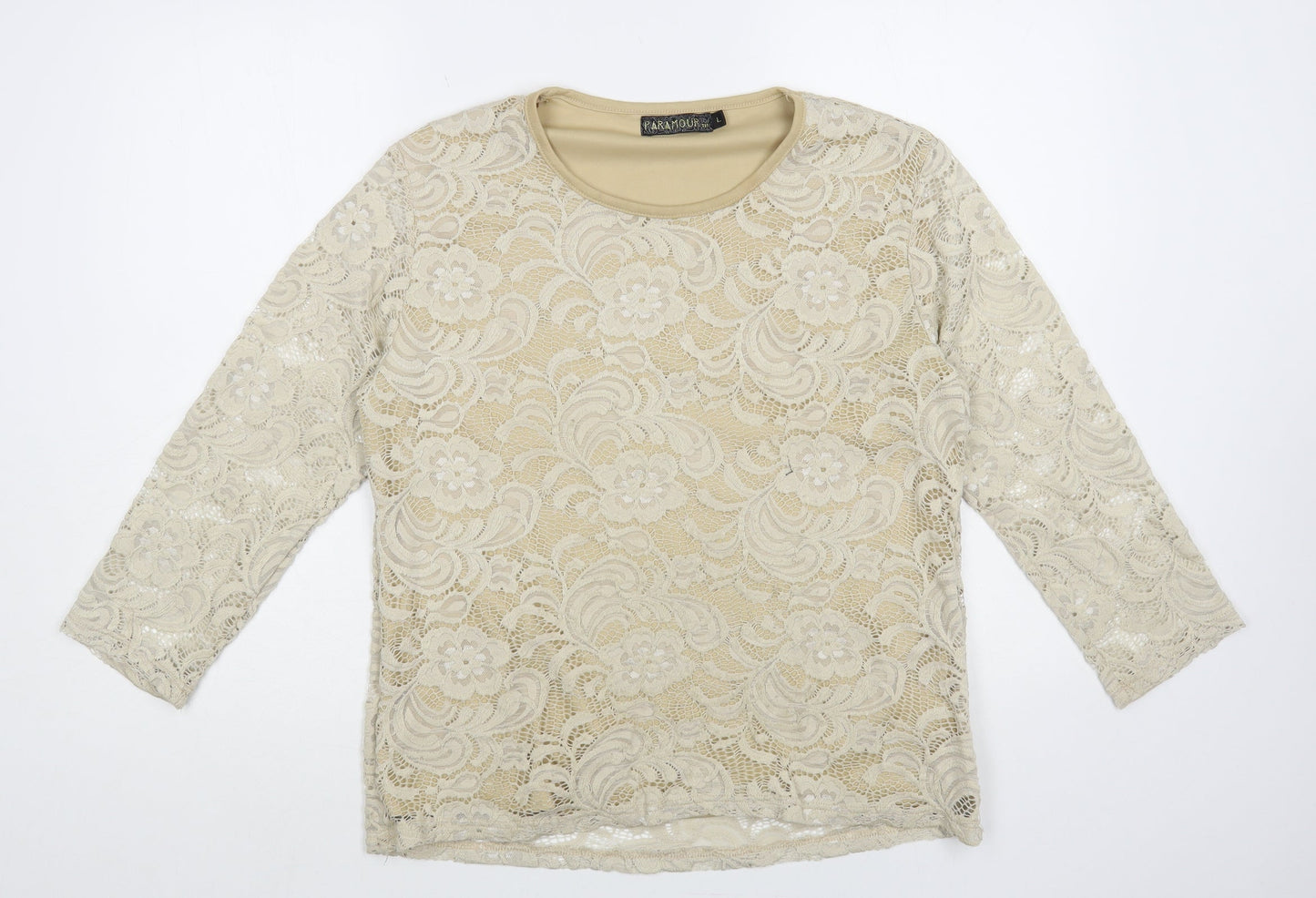 Womens UK Size L Paramour Beige Basic Blouse