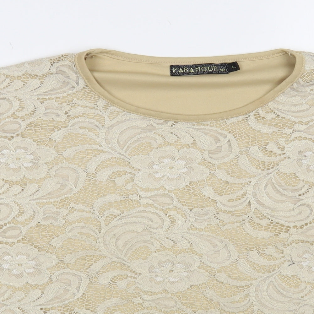 Womens UK Size L Paramour Beige Basic Blouse