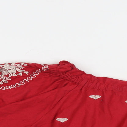 Womens UK Size 8 Topshop Red Cropped Blouse
