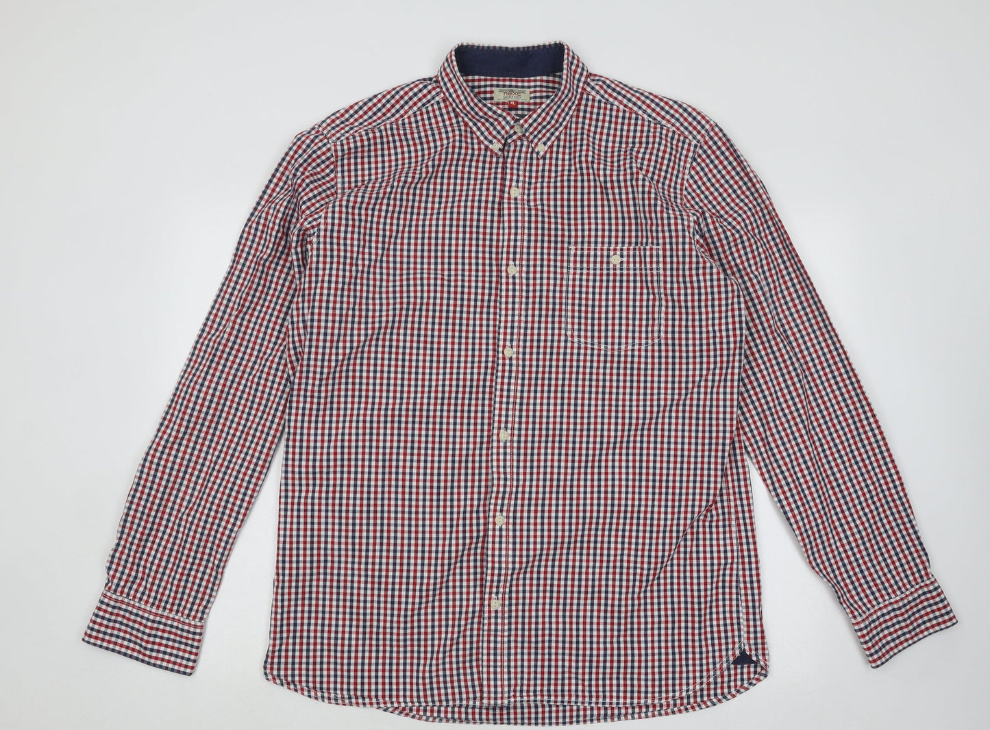 Mens UK Size XL NEXT Red  Button-Up Long Sleeve Casual Shirt