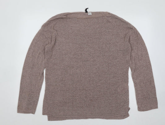 Divided by H&M Womens Brown Round Neck Acrylic Pullover Jumper Size S
