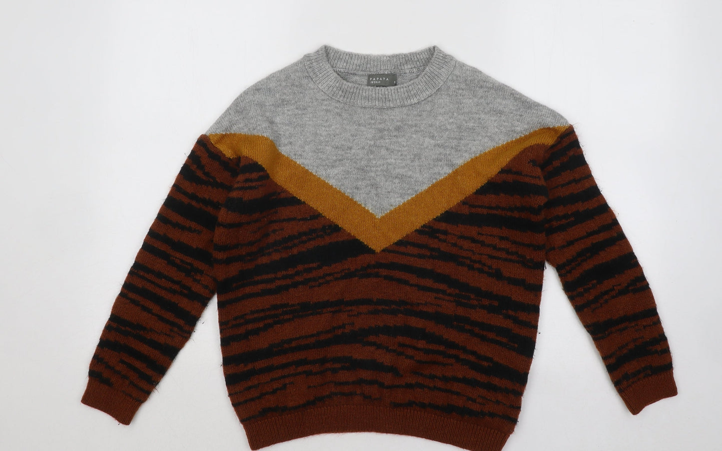 Womens UK Size S Papaya Multicoloured Pullover Jumper