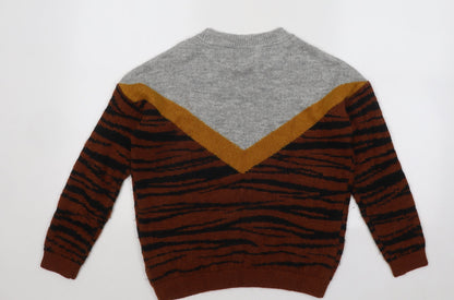 Womens UK Size S Papaya Multicoloured Pullover Jumper