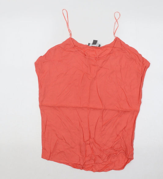 Primark Womens Red Cotton Basic T-Shirt Size 6 Round Neck