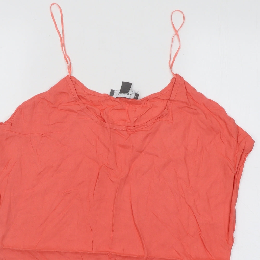 Primark Womens Red Cotton Basic T-Shirt Size 6 Round Neck