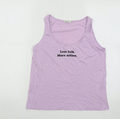 Womens UK Size M Stradivarius Purple Basic Tank