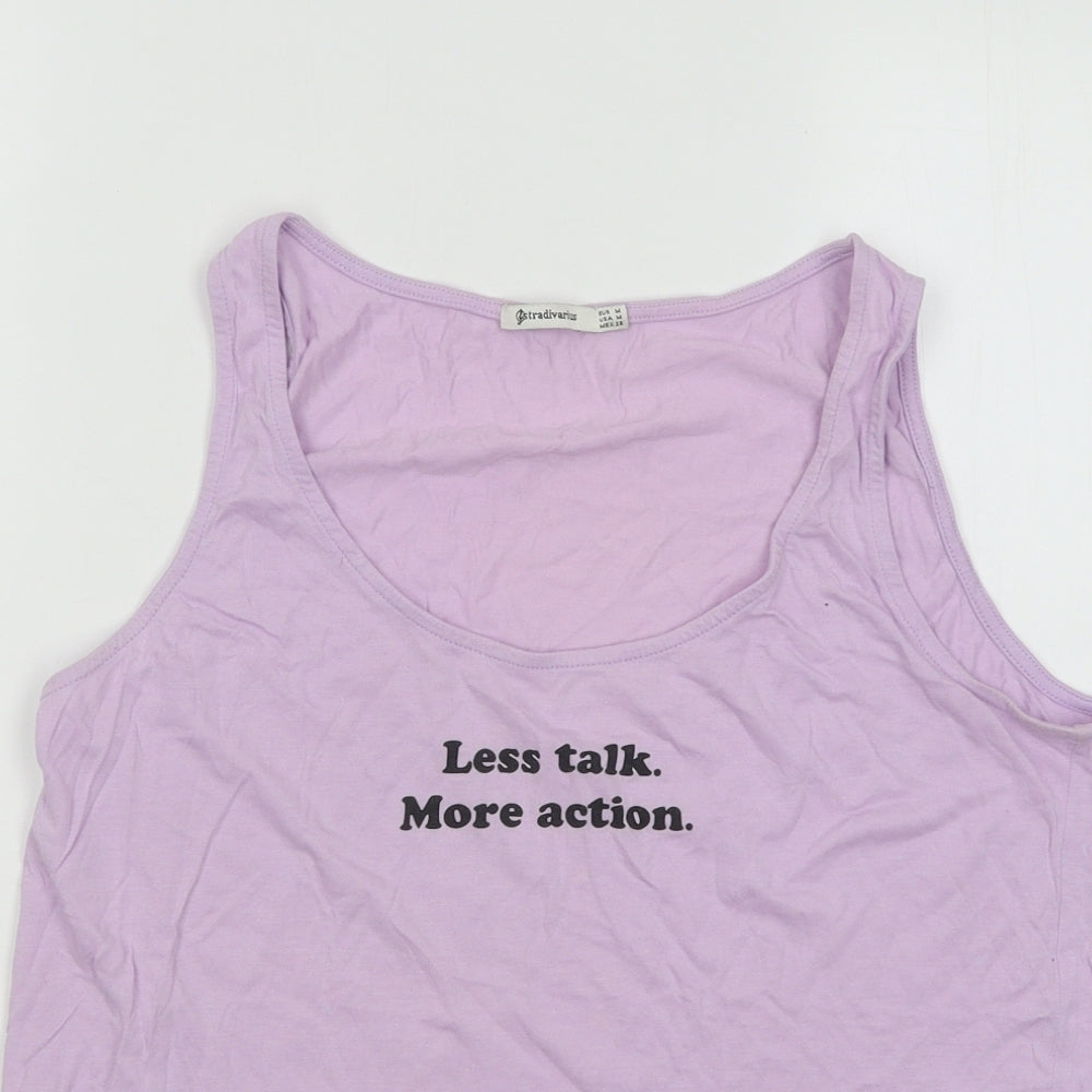 Womens UK Size M Stradivarius Purple Basic Tank