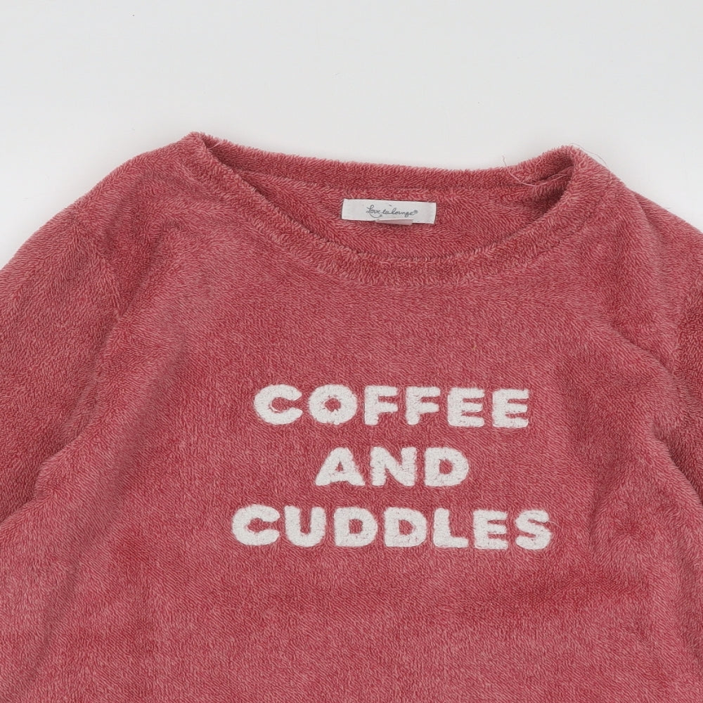 Primark Womens Red Round Neck Polyester Pullover Jumper Size 12 - Coffee and Cuddles