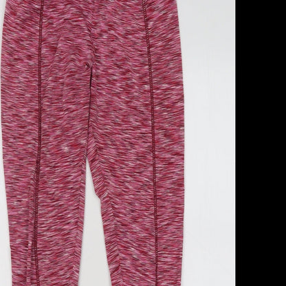 Boohoo Womens Pink Geometric Polyester Compression Leggings Size 8 L32 in Regular Pullover