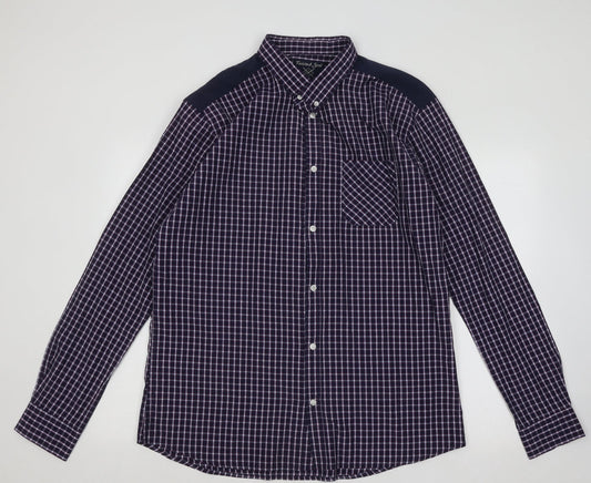 Twisted Soul Mens Blue Plaid Cotton Button-Up Size 2XL Collared Button