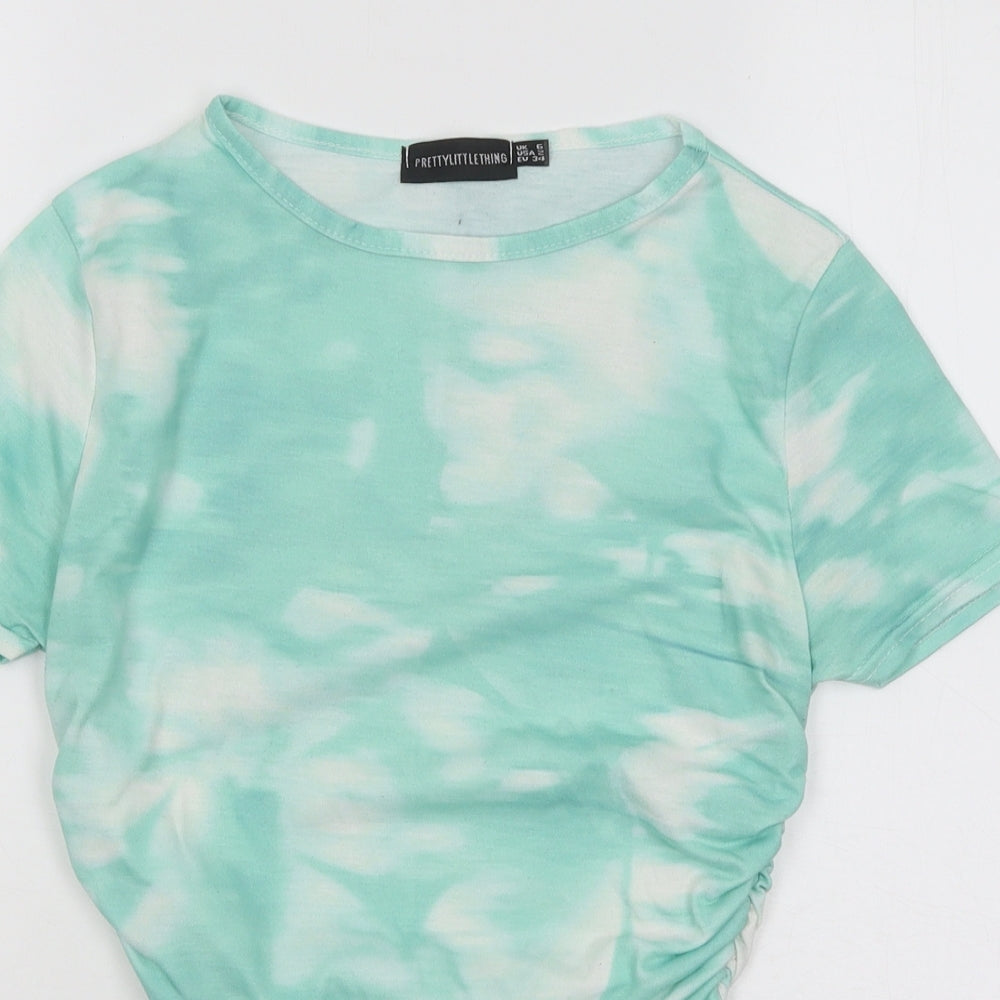 Womens UK Size 6 PRETTYLITTLETHING Green Basic T-Shirt