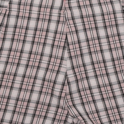 PRETTYLITTLETHING Womens Pink Plaid Cotton Hot Pants Shorts Size 4 Regular Zip