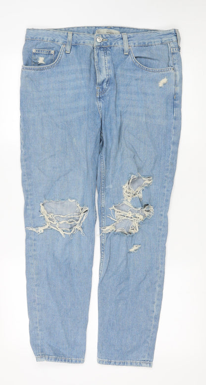 Mens UK Size 35 in Topshop Regular Fit Straight Blue Jeans
