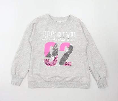 F&F Girls Red Animal Print Cotton Pullover Sweatshirt Size 10-11 Years Pullover - Brooklyn