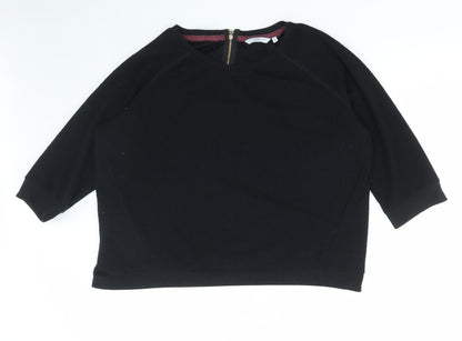New Look Womens Black Polyester Pullover Sweatshirt Size 16 Zip