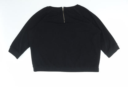 New Look Womens Black Polyester Pullover Sweatshirt Size 16 Zip